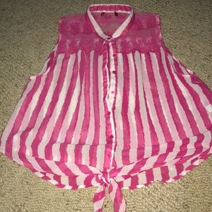 chicos pink shear button up